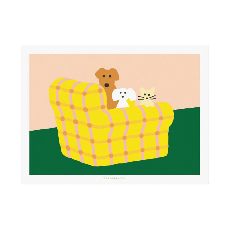 Postkarte - Armchair Dogs&Cat